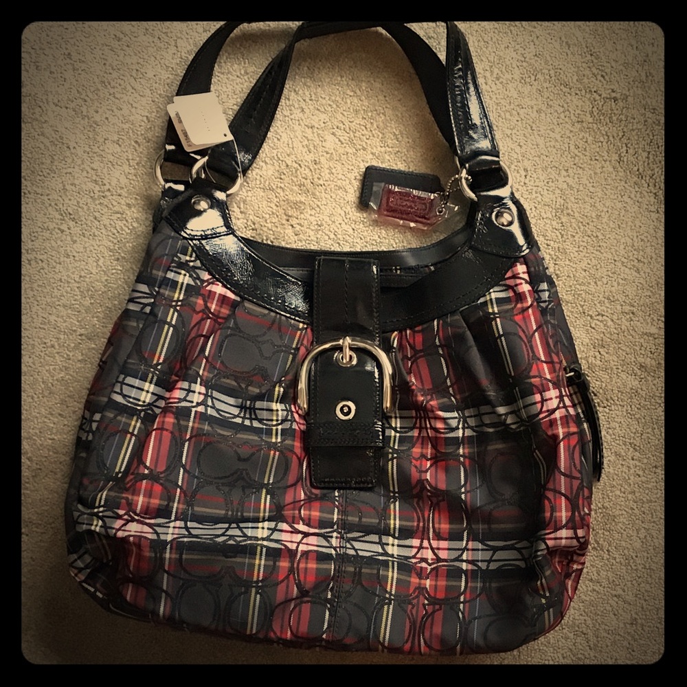 NWT RED PLAID COACH PURSE